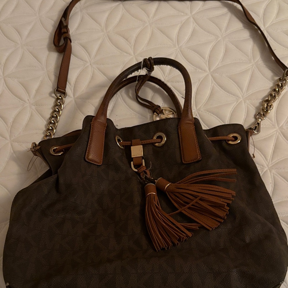 Michael Kors Brown Shoulder Bag with Tassels